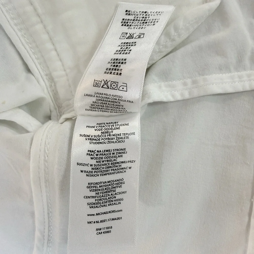 Michael Kors White Utility Jacket‎ Women's Size 4 Zip Front Cotton Stretch